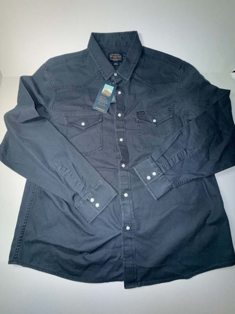 Pendleton Dillon Western Twill Long Sleeve Shirt Size XL Dark Gray New